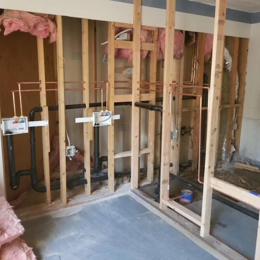 Copper pipe rough-in and plumbing installation in Webster